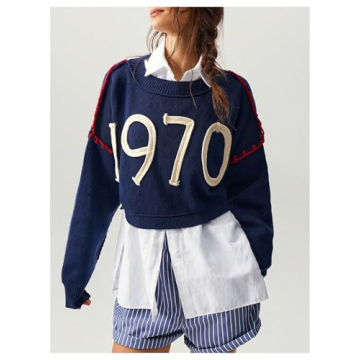 Stylish SOLY HUX Women’s Graphic Crew Neck Pullover Sweater