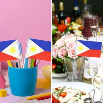 Philippines Flag Filipino Small Stick Mini Hand Held Flags Decorations 1 Dozen (12 pack)