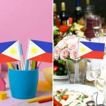Philippines Flag Filipino Small Stick Mini Hand Held Flags Decorations 1 Dozen (12 pack)