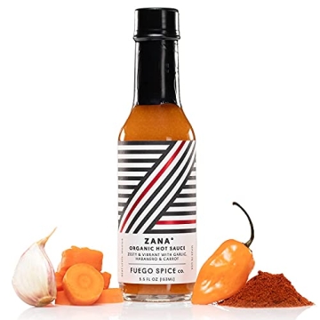 ZANA Organic Mild Habanero Hot Sauce by Fuego Spice - 5 Oz Everyday Red with Garlic, Habanero & Carr...