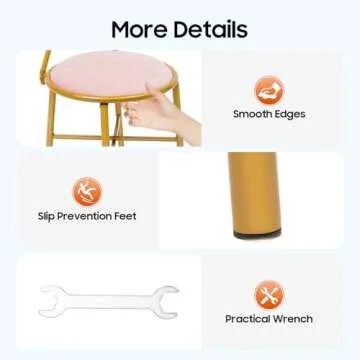 Sallurmose Vanity Stool,Butterfly Bow Tie Pink Vanity Chair Velvet Cushion Metal Frame Lounge Dresser Seat with Butterfly Backrest Also Use for Kitchen Bedroom Pub Breakfast Dining Coffee