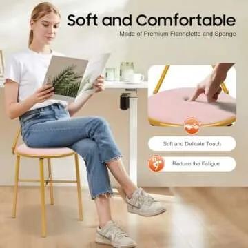 Sallurmose Vanity Stool,Butterfly Bow Tie Pink Vanity Chair Velvet Cushion Metal Frame Lounge Dresser Seat with Butterfly Backrest Also Use for Kitchen Bedroom Pub Breakfast Dining Coffee