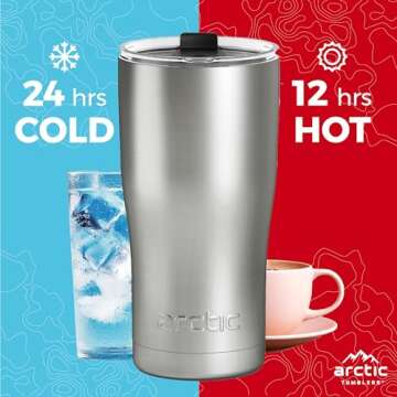 Arctic Tumblers | 20 oz Navy Blue Insulated Tumbler with Straw & Cleaner - Retains Temperature up to...