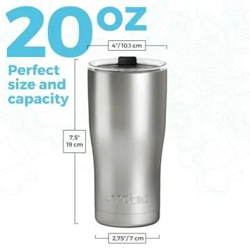 Arctic Tumblers | 20 oz Navy Blue Insulated Tumbler with Straw & Cleaner - Retains Temperature up to 24hrs - Non-Spill Splash Proof Lid, Double Wall Vacuum Technology, BPA Free & Built to Last