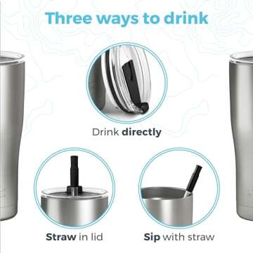 Arctic Tumblers | 20 oz Navy Blue Insulated Tumbler with Straw & Cleaner - Retains Temperature up to 24hrs - Non-Spill Splash Proof Lid, Double Wall Vacuum Technology, BPA Free & Built to Last