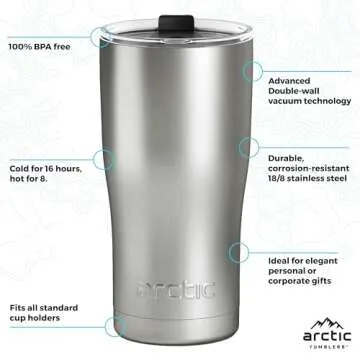 Arctic Tumblers | 20 oz Navy Blue Insulated Tumbler with Straw & Cleaner - Retains Temperature up to 24hrs - Non-Spill Splash Proof Lid, Double Wall Vacuum Technology, BPA Free & Built to Last