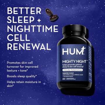 HUM Mighty Night - Nighttime Supplement for Skin + CoQ10 & Ferulic Acid to Promote Skin Cell Turnover - Overnight Beauty Vitamins for Women (60-Count)