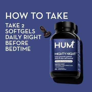 HUM Mighty Night - Nighttime Supplement for Skin + CoQ10 & Ferulic Acid to Promote Skin Cell Turnover - Overnight Beauty Vitamins for Women (60-Count)