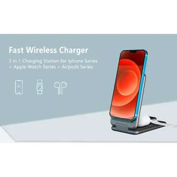 Nuoshawan 3 in 1 Qi Wireless Charging Pad Fast Charger Compatible iPhone X XS MAX XR 8 8 Plus, Samsung S8 S7 Edge S6 Edge+ Note 8, Nexus 5/6/7 iWatch Apple Watch Series 1 2 3 4 ¡­