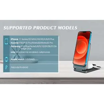 Nuoshawan 3 in 1 Qi Wireless Charging Pad Fast Charger Compatible iPhone X XS MAX XR 8 8 Plus, Samsung S8 S7 Edge S6 Edge+ Note 8, Nexus 5/6/7 iWatch Apple Watch Series 1 2 3 4 ¡­