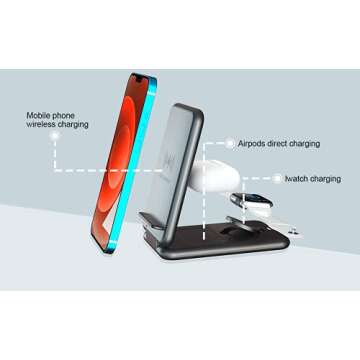 Nuoshawan 3 in 1 Qi Wireless Charging Pad Fast Charger Compatible iPhone X XS MAX XR 8 8 Plus, Samsung S8 S7 Edge S6 Edge+ Note 8, Nexus 5/6/7 iWatch Apple Watch Series 1 2 3 4 ¡­
