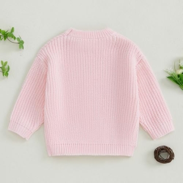 Stylish Toddler Baby Girl Knit Sweater with Bow Embroidery