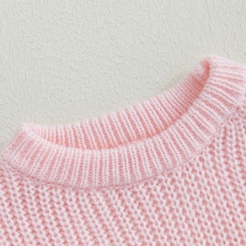 Stylish Toddler Baby Girl Knit Sweater with Bow Embroidery