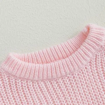 Stylish Toddler Baby Girl Knit Sweater with Bow Embroidery