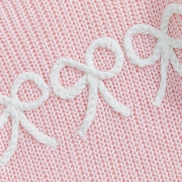 Stylish Toddler Baby Girl Knit Sweater with Bow Embroidery