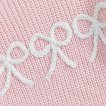 Stylish Toddler Baby Girl Knit Sweater with Bow Embroidery