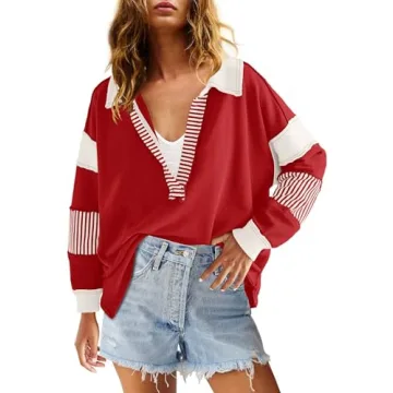 Stylish ReachMe Women's Oversized Striped Sweatshirt - Comfort & Fashion