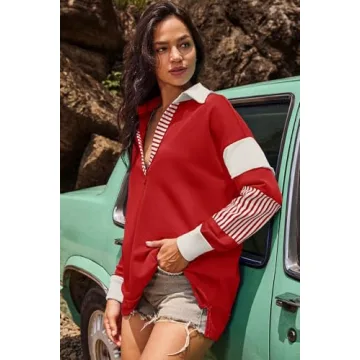 ReachMe Women's Oversized Striped Sweatshirt Comfortable & Stylish