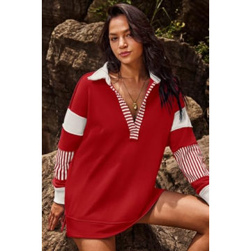 ReachMe Women's Oversized Striped Sweatshirt Comfortable & Stylish