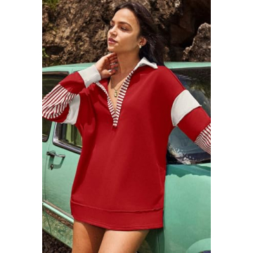 ReachMe Women's Oversized Striped Sweatshirt Comfortable & Stylish