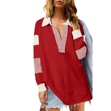 ReachMe Women's Oversized Striped Sweatshirt Comfortable & Stylish