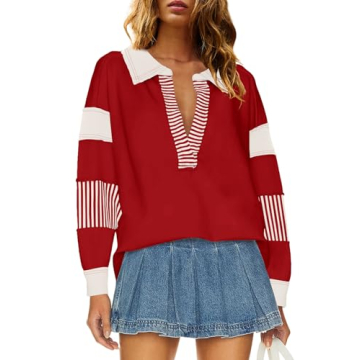 ReachMe Women's Oversized Striped Sweatshirt Comfortable & Stylish