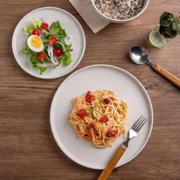 AmorArc Stoneware Dinner Plates Set of 4, 10.5 Inch Reactive Matte Glaze Ceramic Plates Set, Modern Dinnerware Dish set for Kitchen, Microwave, Dishwasher Safe, Scratch Resistant - Matte White