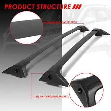 Auto Dynasty OE Style Matte Black Roof Rack Rail Cross Bars w/ABS Mounting Brackets Compatible with ...
