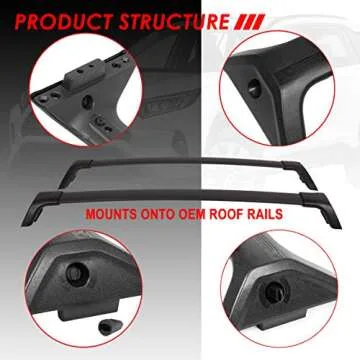Auto Dynasty OE Style Matte Black Roof Rack Rail Cross Bars w/ABS Mounting Brackets Compatible with Toyota Rav4 19-20
