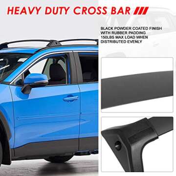 Auto Dynasty OE Style Matte Black Roof Rack Rail Cross Bars w/ABS Mounting Brackets Compatible with Toyota Rav4 19-20