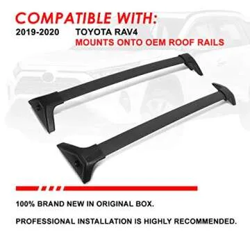 Auto Dynasty OE Style Matte Black Roof Rack Rail Cross Bars w/ABS Mounting Brackets Compatible with Toyota Rav4 19-20
