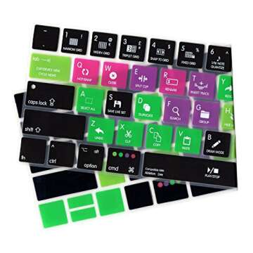 Ableton Live Shortcut Silicone Keyboard Cover for MacBook Air M2, MacBook Pro 13 M2; Pro 14 17 M1 MacBook Pro Touch Bar 13 15 Inch (A1989/A1706,A1990/A1707) 2016-2024