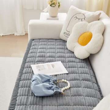 Awjcsv Couch Cover for Dogs Washable, Fuzzy Pet Couch Covers for Sofa, Couch Covers for 3 Cushion Couch Sofa Pet Friendly, Non Slip Sofa Cover (Blue-Grey, 27.6" x 82.7")