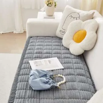 Awjcsv Couch Cover for Dogs Washable, Fuzzy Pet Couch Covers for Sofa, Couch Covers for 3 Cushion Couch Sofa Pet Friendly, Non Slip Sofa Cover (Blue-Grey, 27.6" x 82.7")