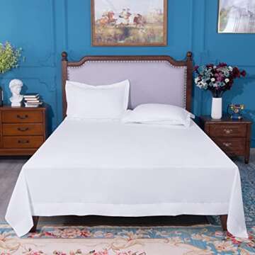 NTBAY King Flat Sheet Only - Brushed Microfiber Flat Sheet - Soft, Wrinkle-Free, Fade-Resistant, Stain-Resistant, Top Sheet, Hotel Quality Flat Bed Sheet, White