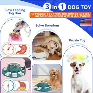 KADTC Dog Puzzle Toys for Small/Medium/Large Dogs Slow Feeder w/Button Level 2 in 1 Boredom Busters ...