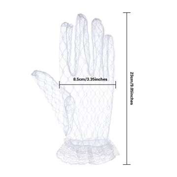 SATINIOR Lace Gloves for Women Bridal Floral Mesh Gloves Elegant Summer Courtesy Gloves for Wedding Tea Party Opera (White,Simple Style)