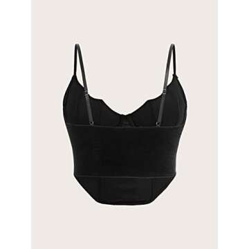 SOLY HUX Women's Plus Size Lace up V Neck Bustier Cami Crop Tops Sleeveless Slim Fit Corset Top Solid Black 1XL