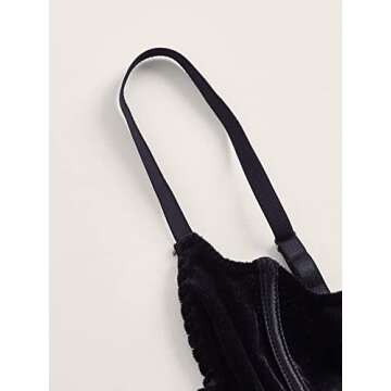 SOLY HUX Women's Plus Size Lace up V Neck Bustier Cami Crop Tops Sleeveless Slim Fit Corset Top Solid Black 1XL