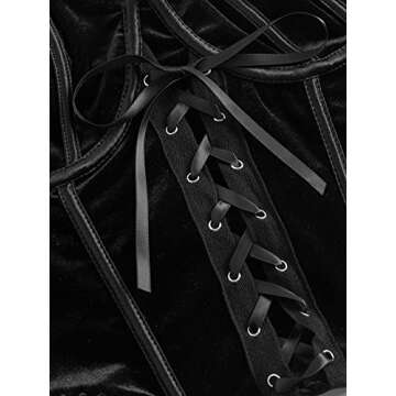 SOLY HUX Women's Plus Size Lace up V Neck Bustier Cami Crop Tops Sleeveless Slim Fit Corset Top Solid Black 1XL