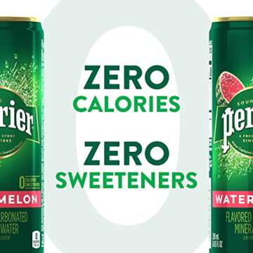 Perrier Watermelon Flavored Carbonated Mineral Water, 8.45 Fl Oz (30 Pack) Slim Cans