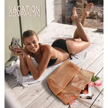 KALIDI Casual Mesh Tote Bag for Beach and Picnic