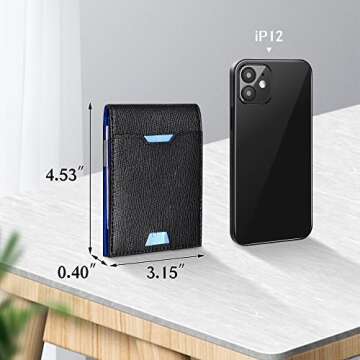 FEITH&FELLY Men Bifold Wallet with Money Clip - Leather Minimalist Front Pocket RFID Blocking