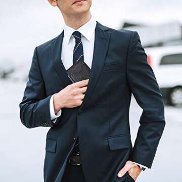 FEITH&FELLY Men Bifold Wallet with Money Clip - Leather Minimalist Front Pocket RFID Blocking