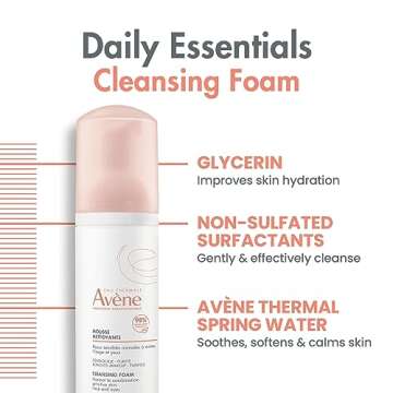 Avene Cleansing Foam - Soap-Free Foaming Face Wash - Normal, Combination, Oily Skin- Sensitive Skin - 5.07 Fl Oz