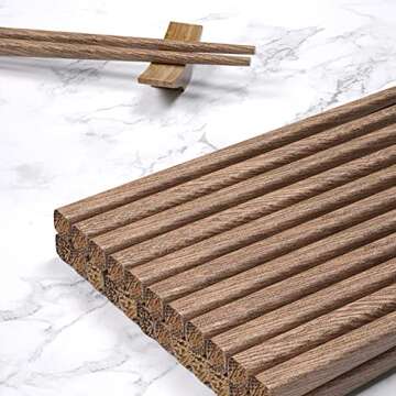 M.G Wenge Wood Chopsticks,10 Pairs Wooden Chopsticks,Chinese Japanese Korean Reusable Wood Chopstick...