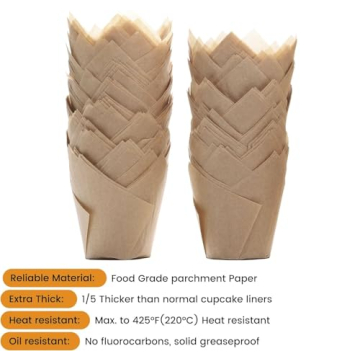 Natural Tulip Cupcake Liners - 200pcs Unbleached