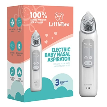 LittleTora Baby Nasal Aspirator - Rechargeable Electric Nose Sucker Baby Nose Cleaner - Toddlers Boo...