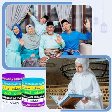 Landical 120 Pcs Ramadan Silicone Bracelets for Eid Celebrations