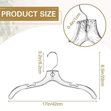 Wesiti 60 Pack Clear Plastic Hangers Bulk for Clothes 17" Crystal Cut Hangers for Coats Shirts Suits...